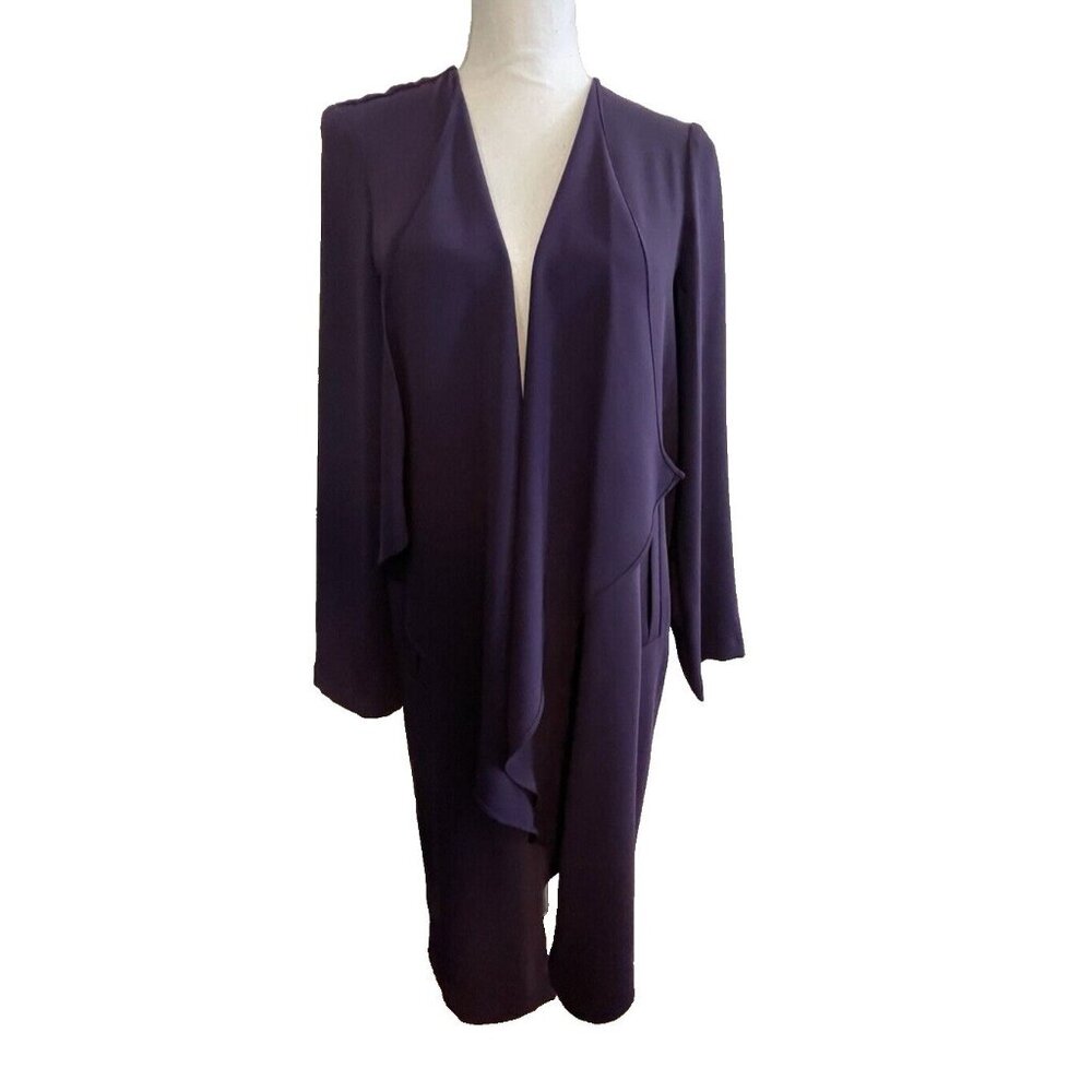 Jones Studio Women's Cardigan Open Front Long 100% Polyester Size Small Purple - Picture 2 of 10
